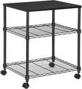 Black 3-Tier Rolling Printer Cart with Metal Frame E246