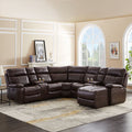 Faux Leather Reclining Sectional Sofa with Cup Holder & Storage L8797