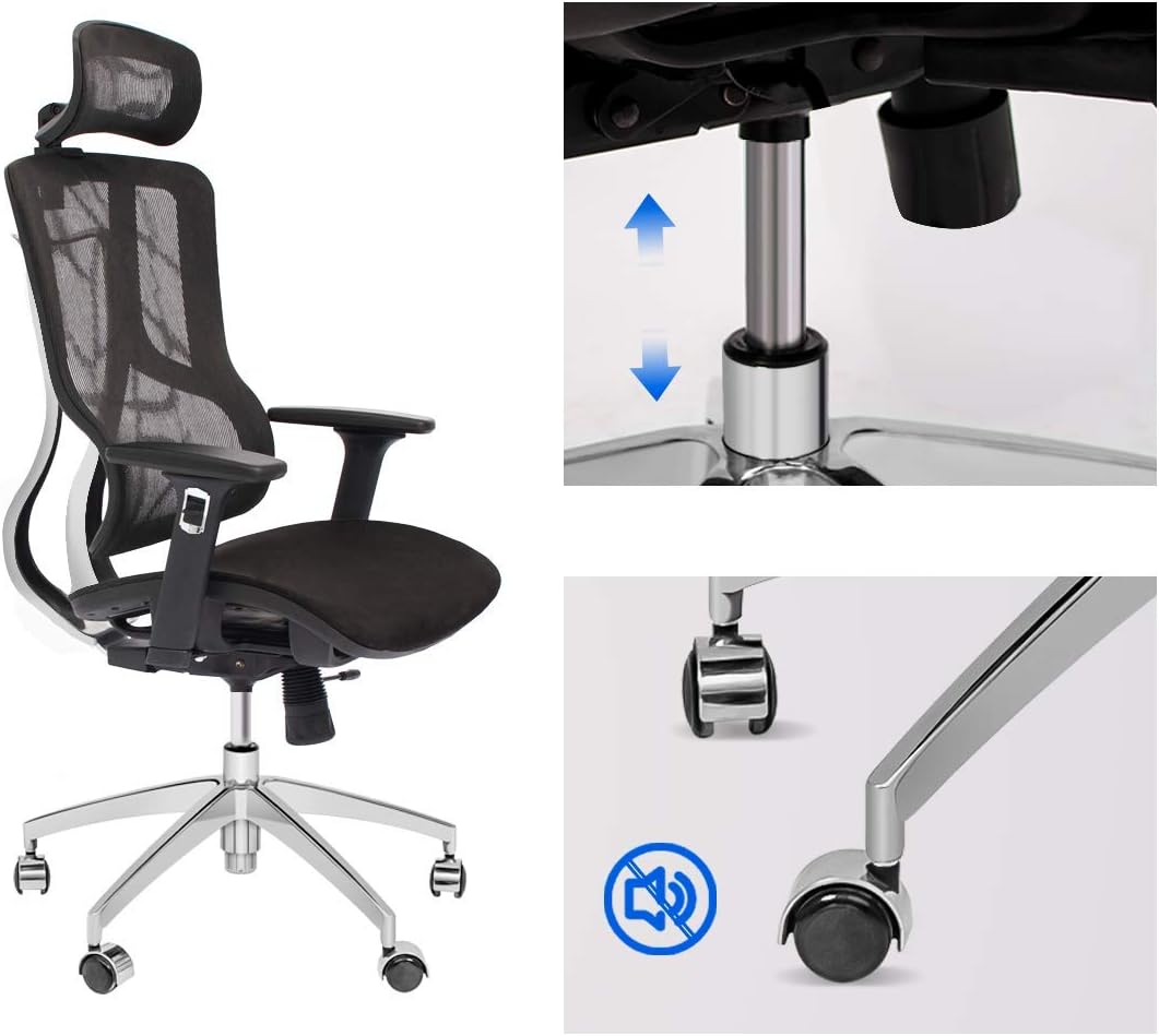 Black Ergonomic Mesh High Back Office Chair with Adjustable Headrest and Armrest T266647