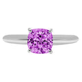 1.0ct cushion cut simulated alexandrite 18k white gold ring size 3.75 Z264