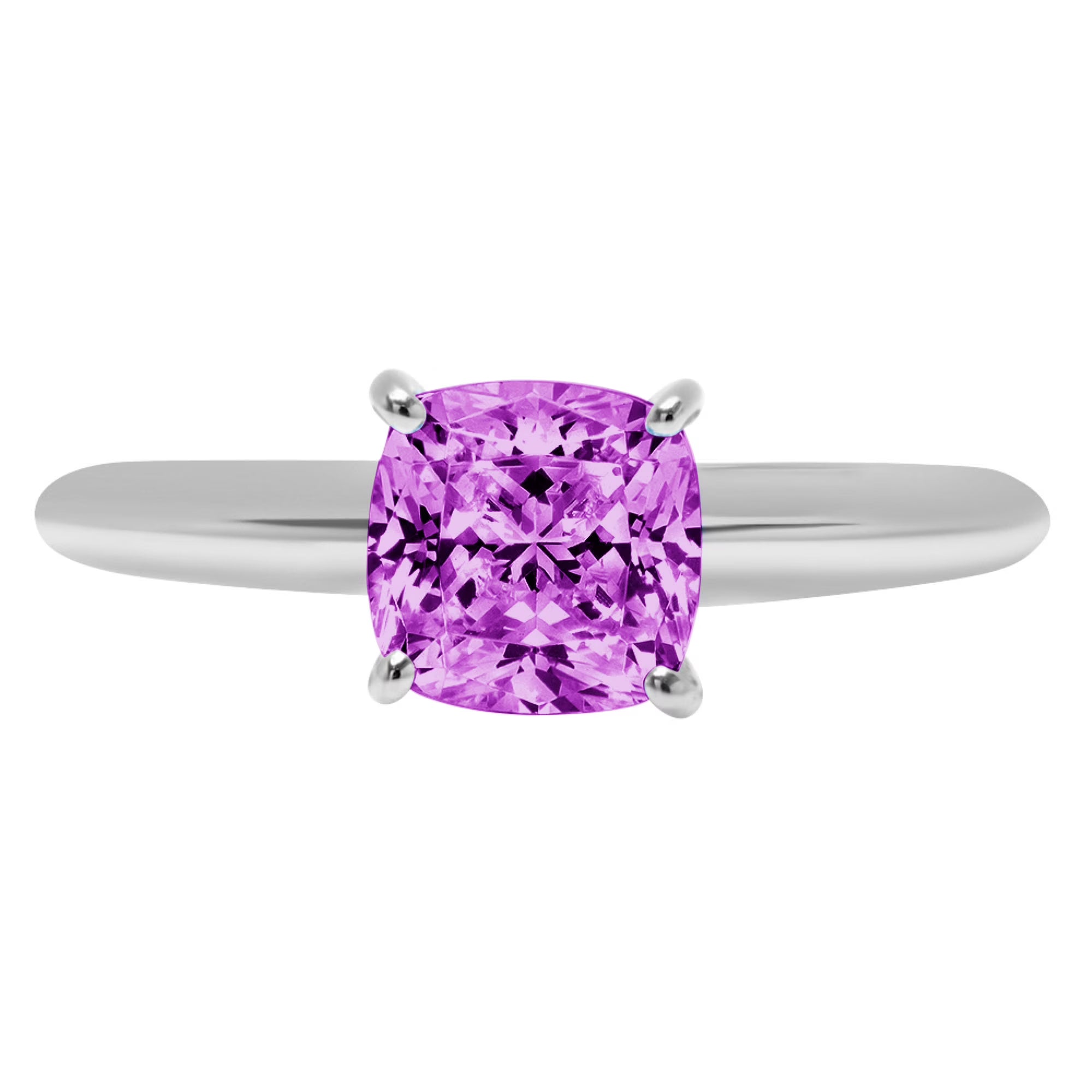 1.0ct cushion cut simulated alexandrite 18k white gold ring size 3.75 Z264