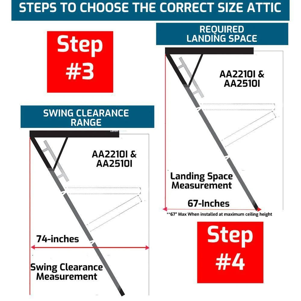 Aluminum Attic Ladder, 7 ft. 8 in. to 10 ft. 3 in., 25.5 in. x 54 in., 375 lbs. Maximum Load Capacity L3814