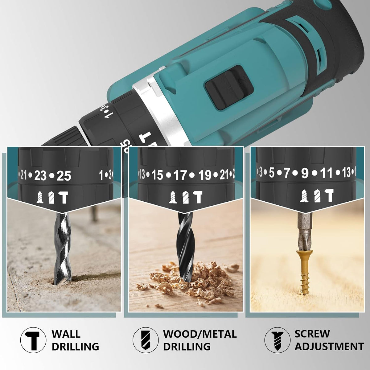 21V MAX Cordless Impact Drill with 24pcs Drill Bit Combo Set S4473