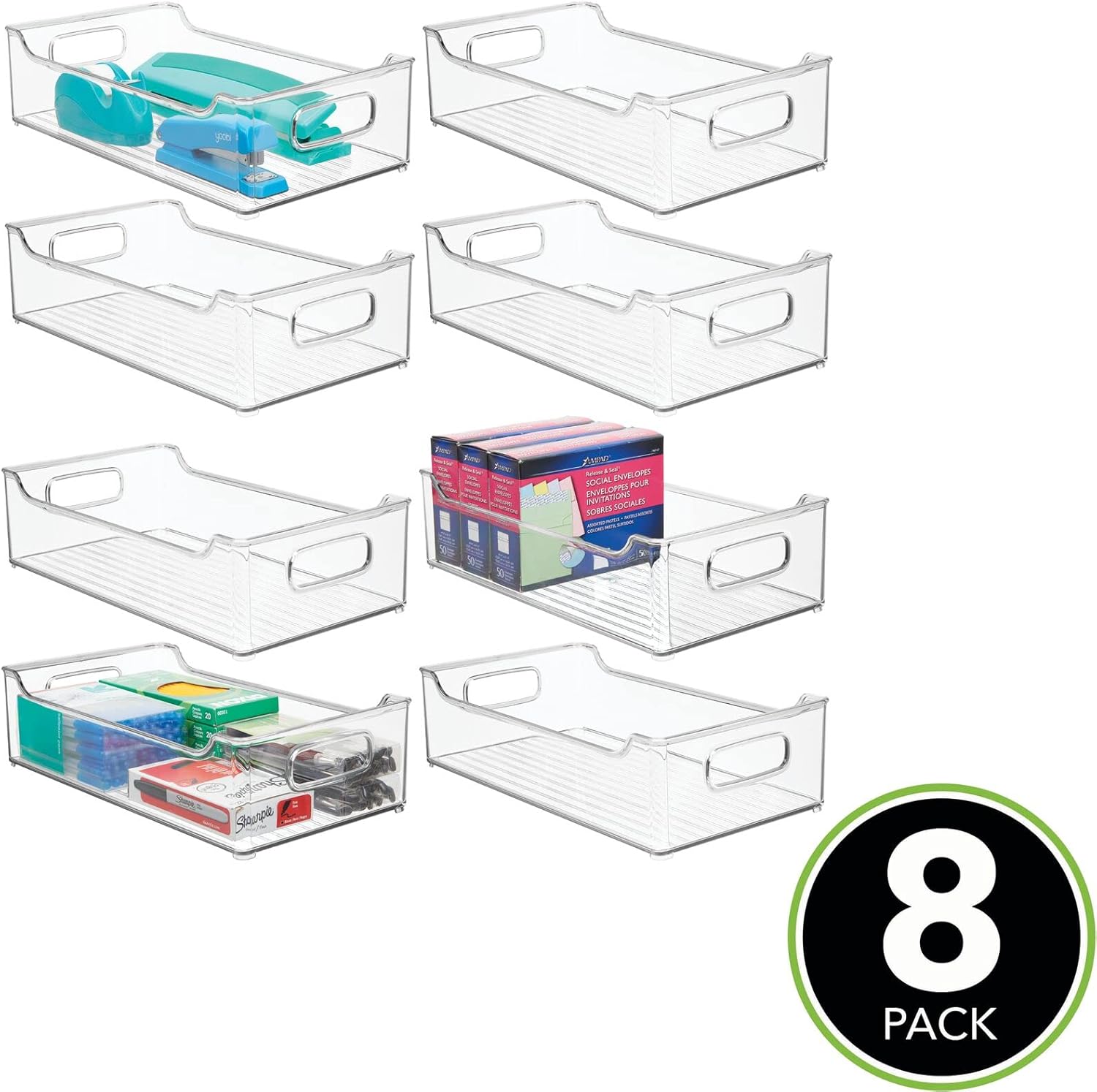 Clear Plastic Storage Bins with Handles 8 Pack D63838