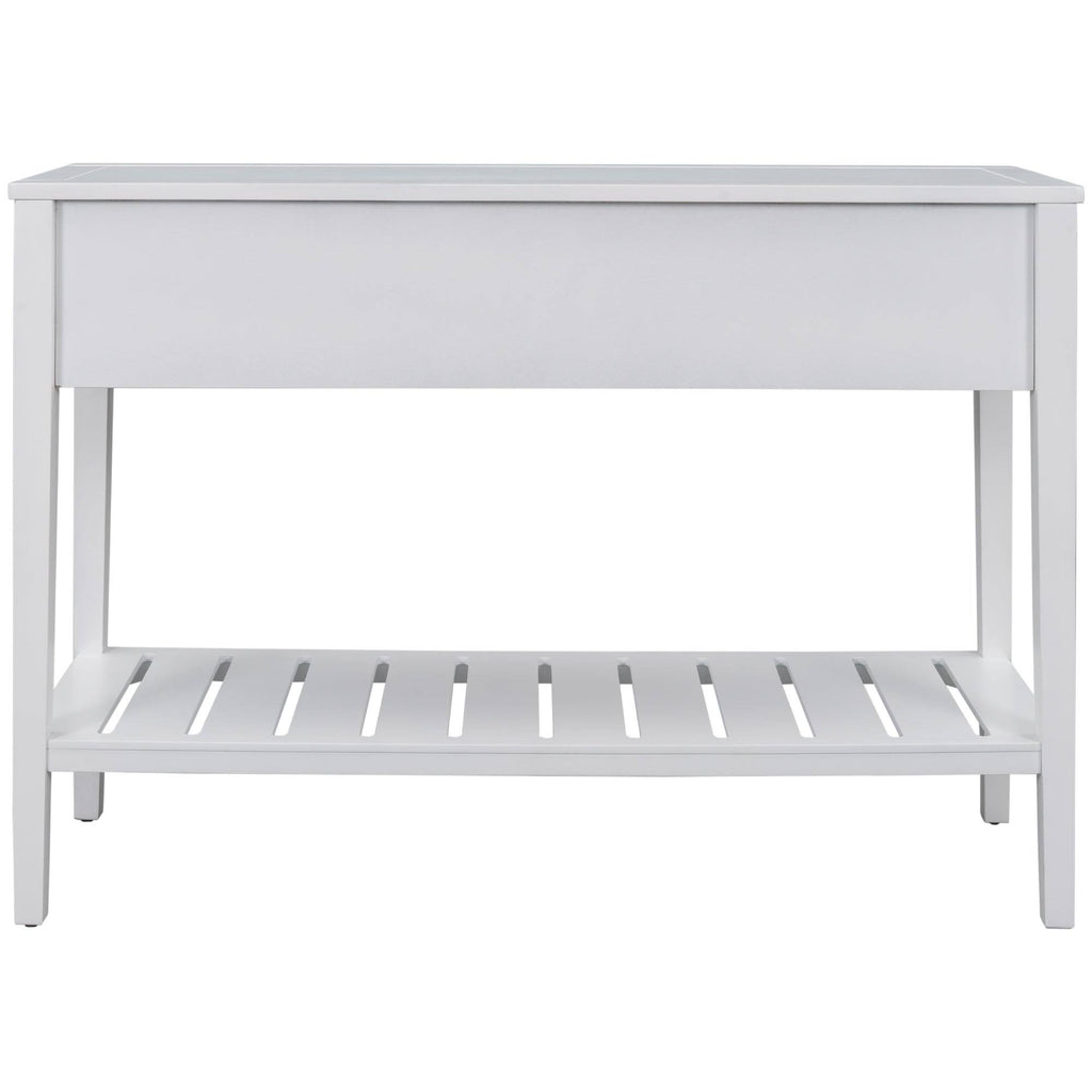 White Console Table with 2 Drawers and 1 Shelf N721