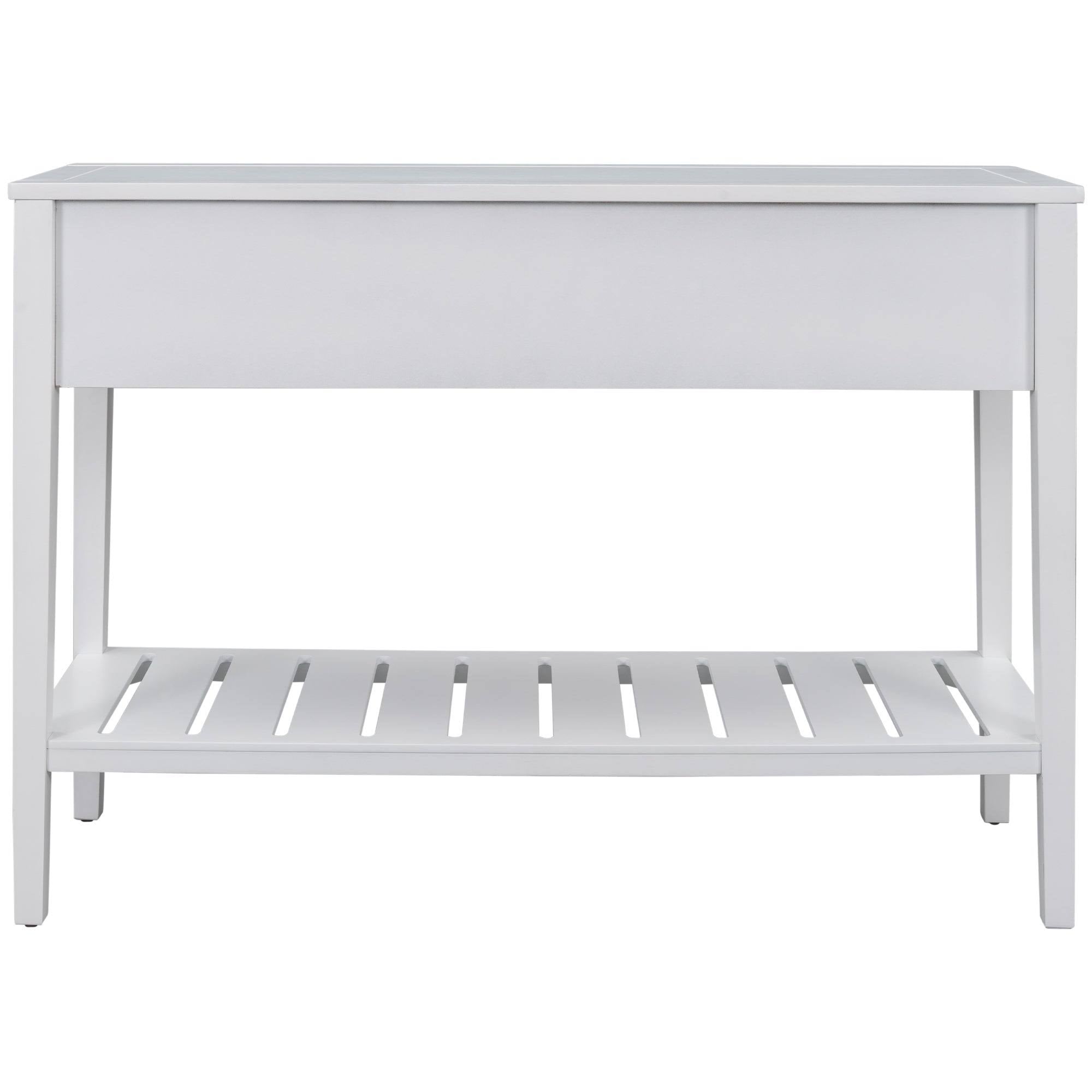 White Console Table with 2 Drawers and 1 Shelf N721