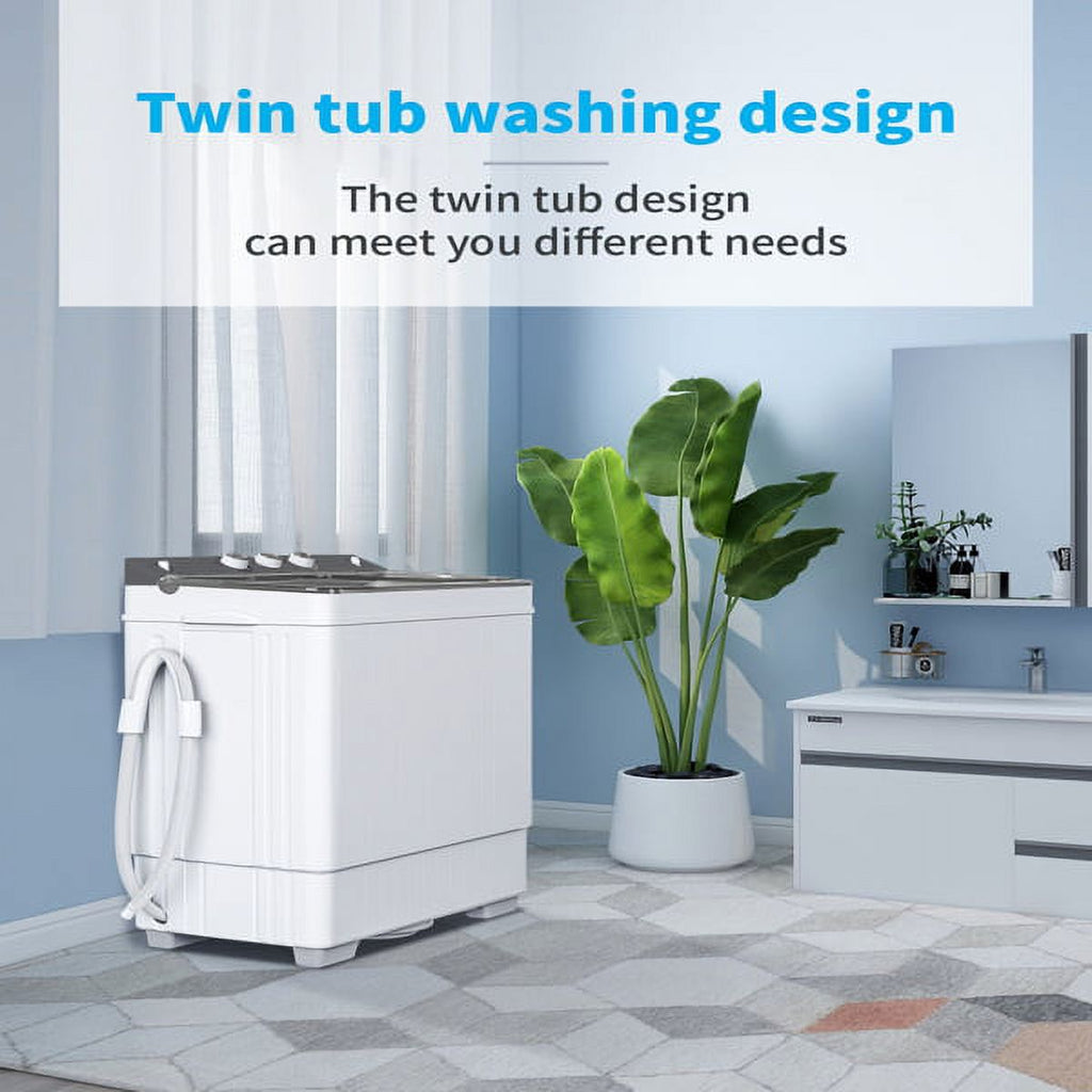 Semi-automatic Twin Tub Washing Machine, 26Lbs, White & Grey K77476