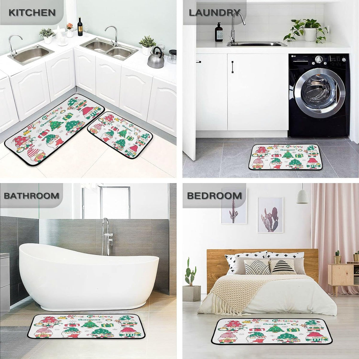 Anti Fatigue Snowflake Kitchen Mats Set of 2 Non Slip Rug T8714