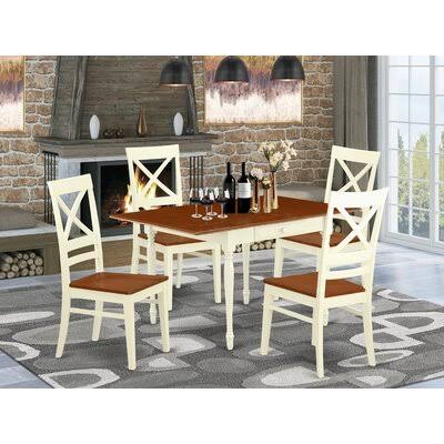Drop Leaf Solid Wood Dining Set, 5 Pieces: 1 Table, 4 Chairs G8335
