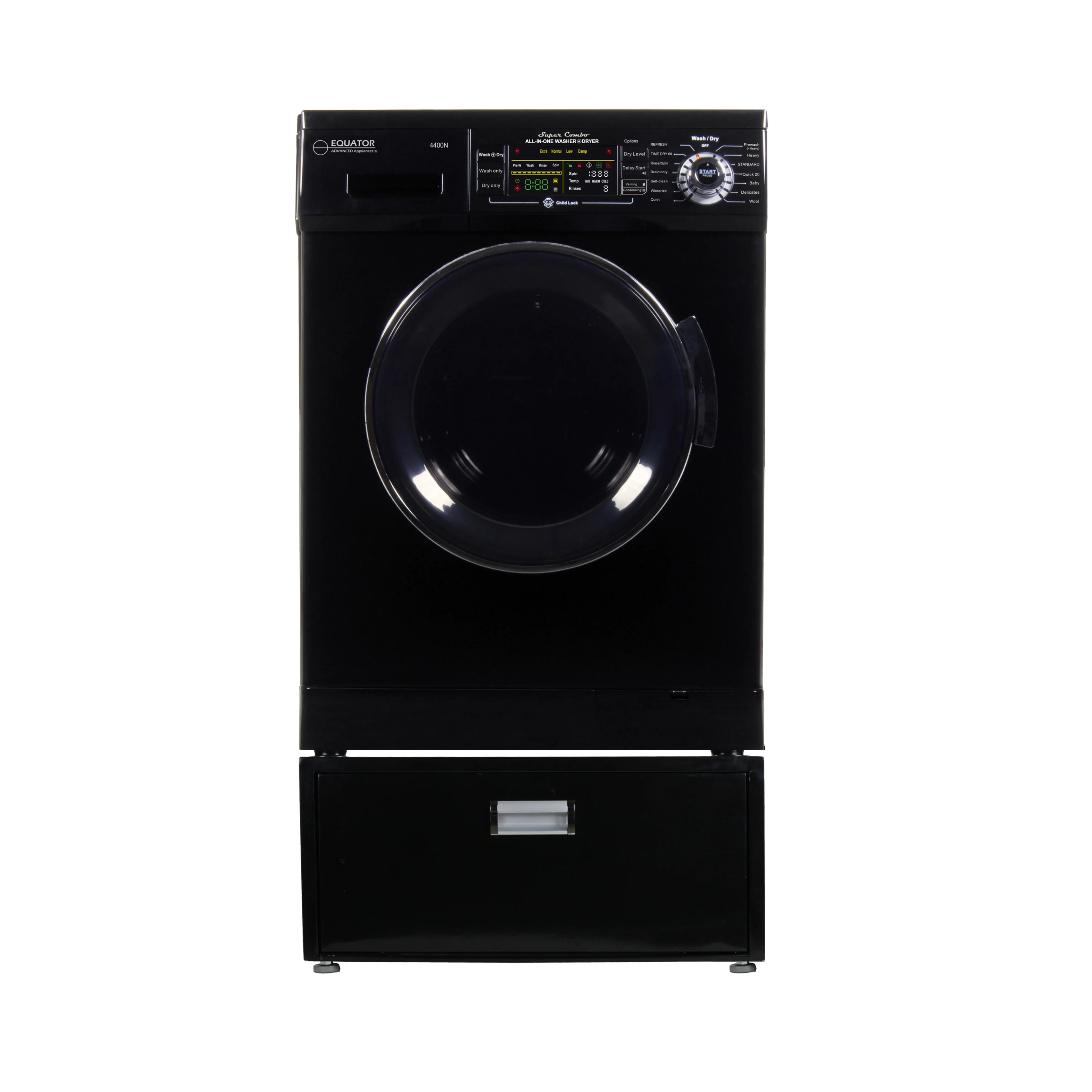Compact 110V Vented/Ventless Combo Washer Dryer with Laundry Pedestal Drawer U22485