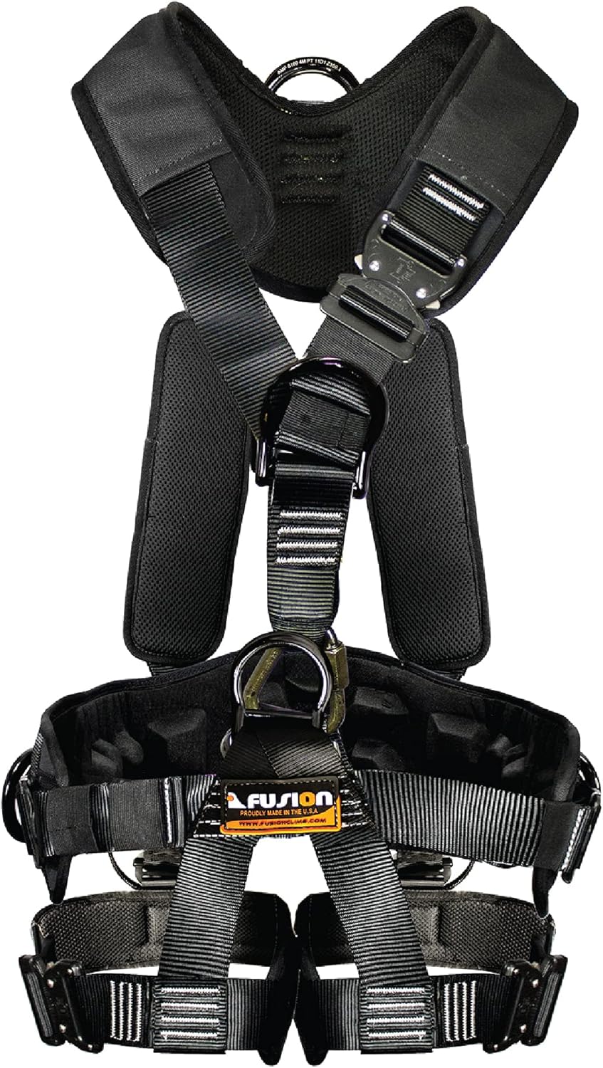 Tactical Full Body EVA Padded Zipline Harness 23kN M-L Black R117