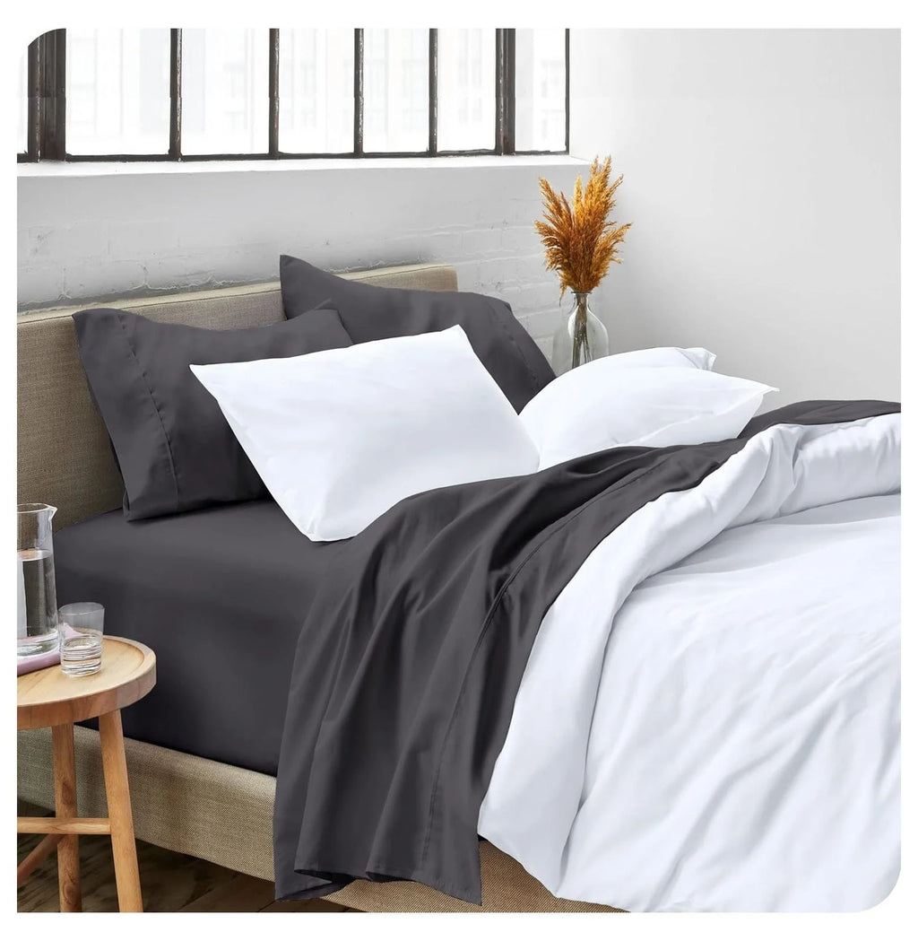 Short Queen 4 Piece Microfiber Sheet Set with Deep Pockets L7101