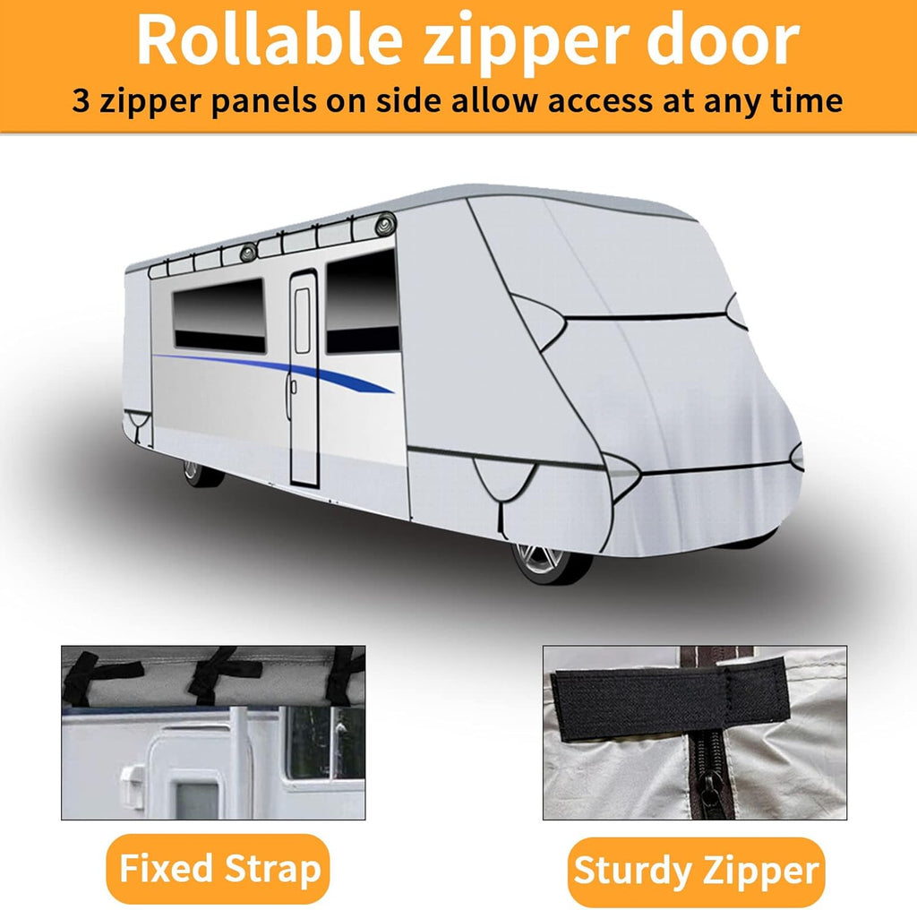 450D Double Oxford Cloth Travel Trailer RV Cover with Lashing Straps Z69816
