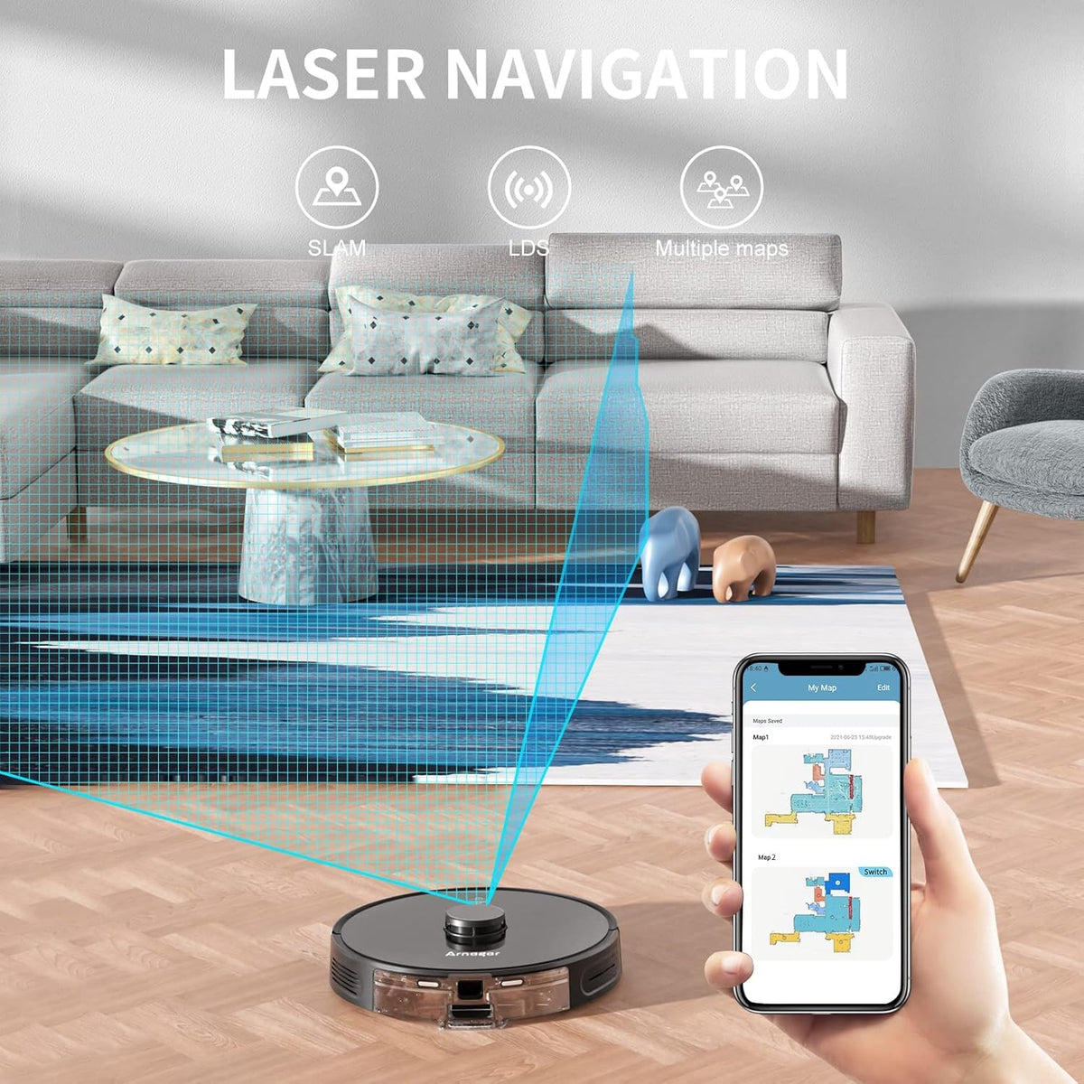 S8 Robot Vacuum and Mop Cleaner, 3500Pa Suction, App and Alexa Compatible I993182
