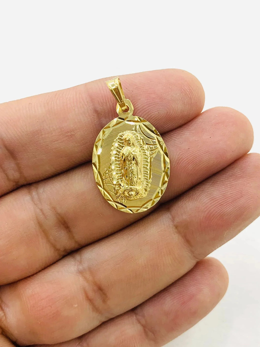 14K Gold Filled Virgen de Guadalupe Necklace Pendant 26x18mm 20" S867155