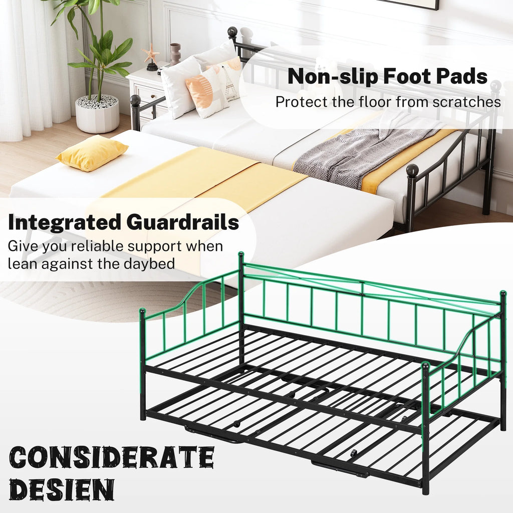 Black Twin Size Metal Daybed with Trundle E633070