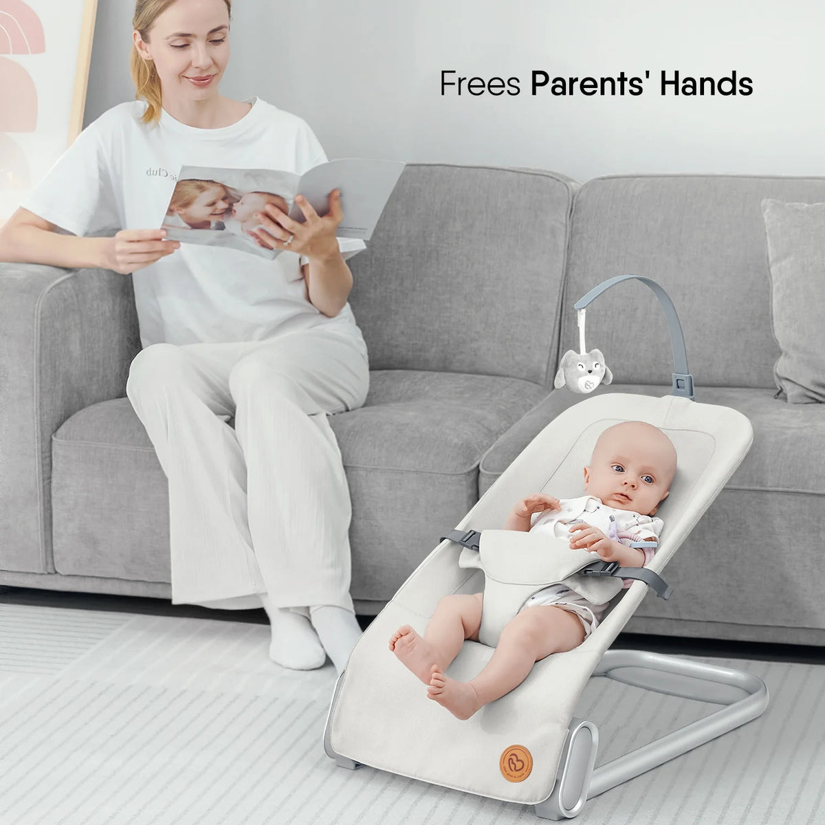 Beige Portable Baby Bouncer Seat D211836