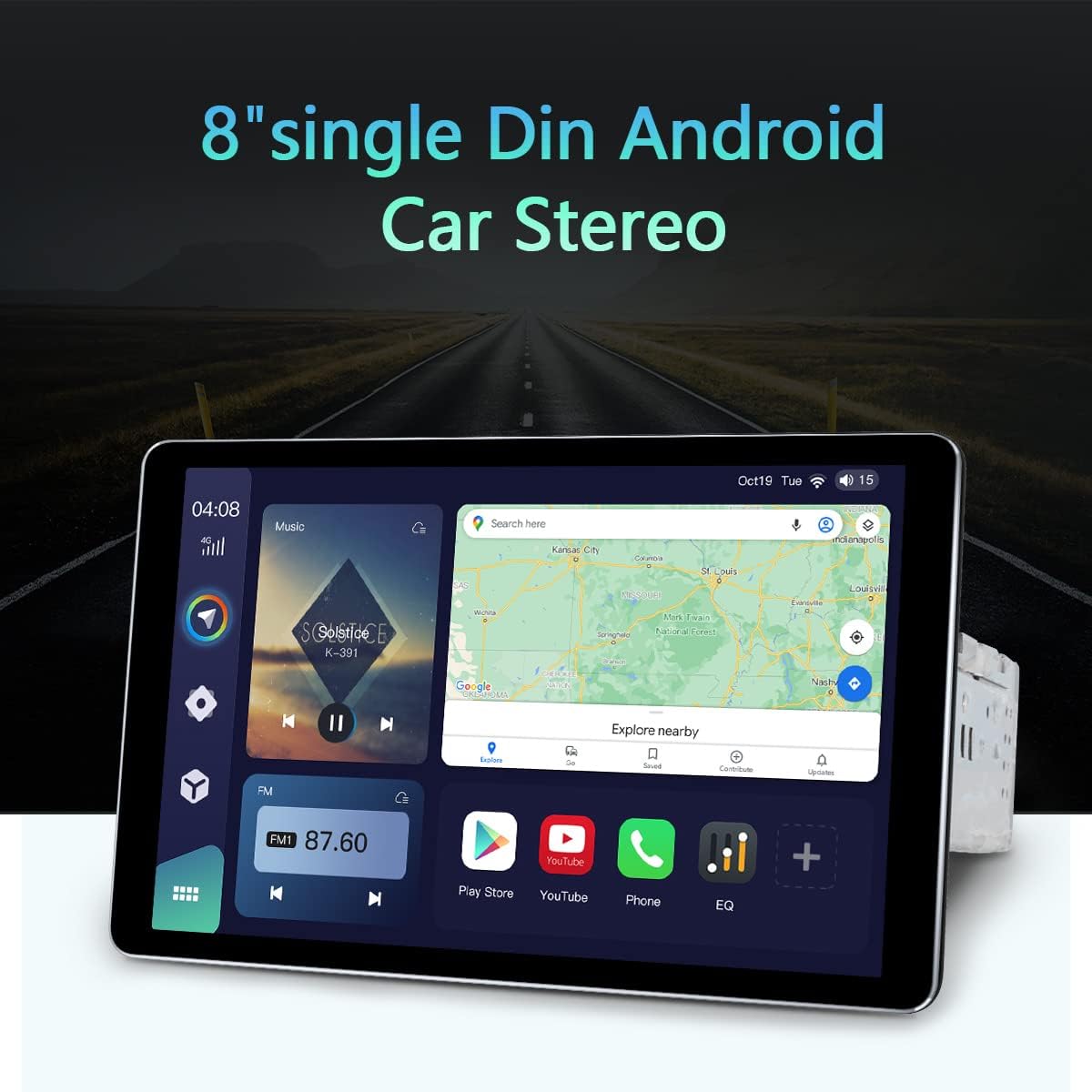 8 Inch Single Din Android Car Stereo with CarPlay and Android Auto Q8394