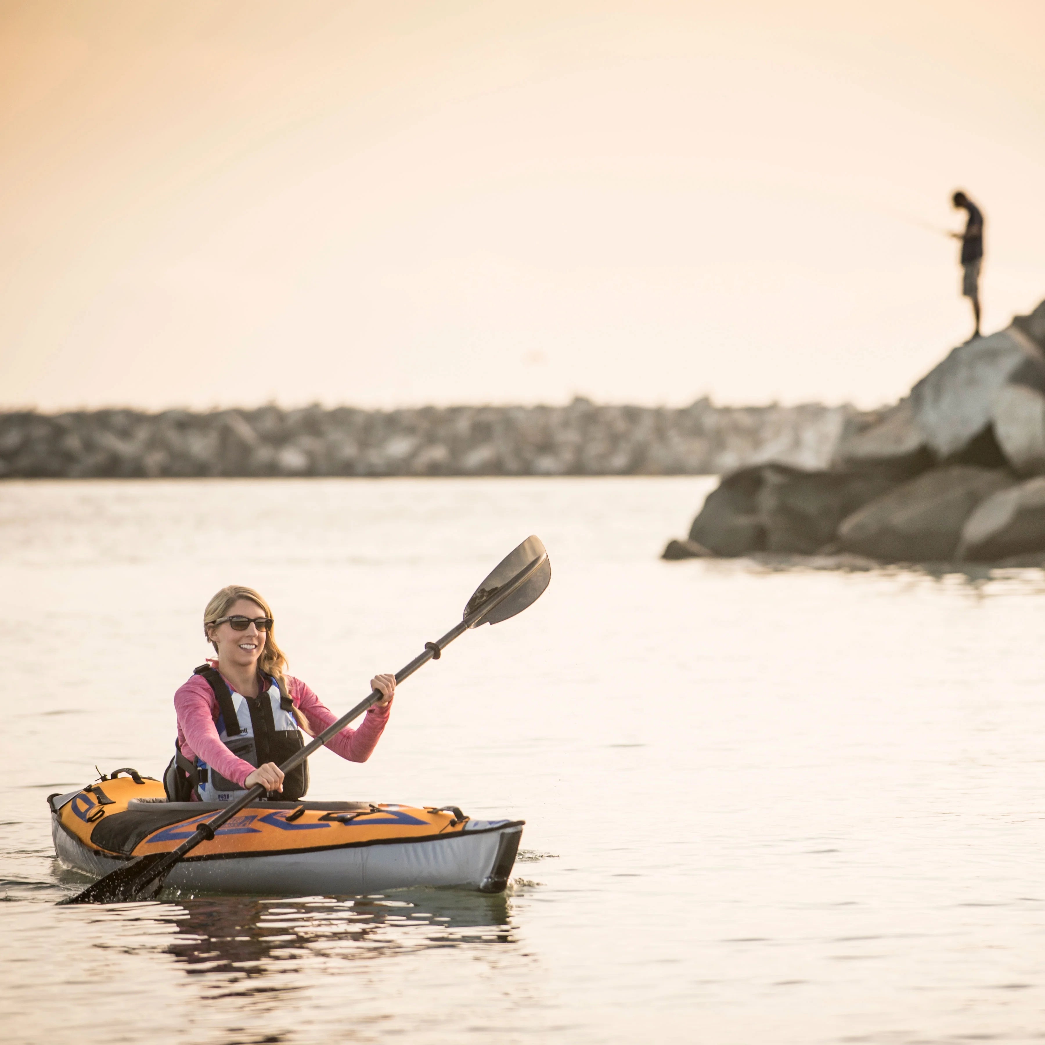 Inflatable Kayak with Pump - 10 ft - Orange H423