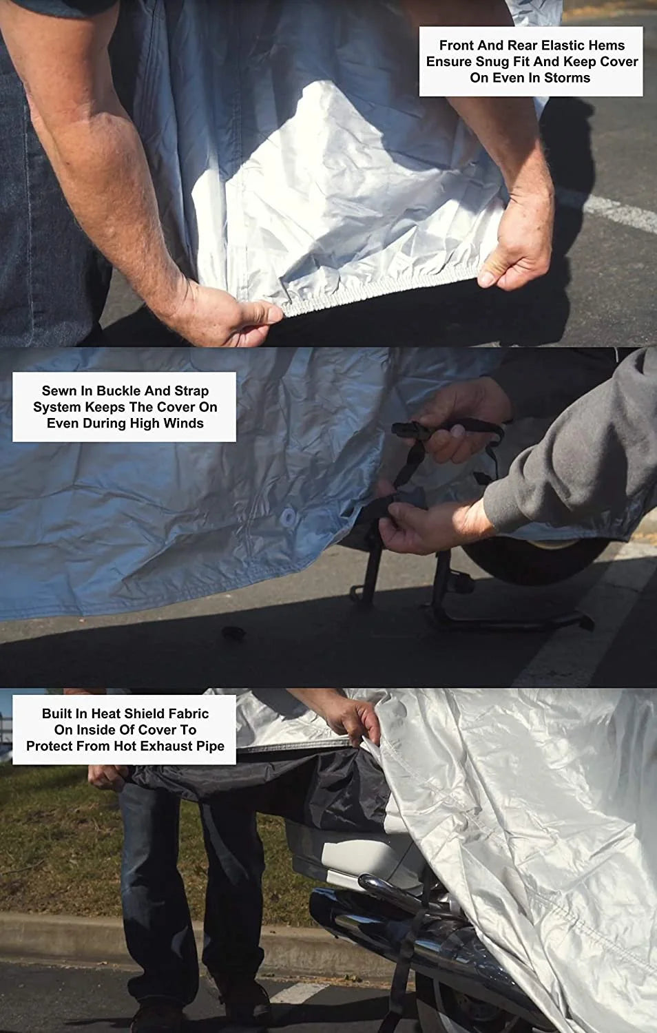 Motorcycle Cover with Reinforced Securing Straps and Storage Bag G972
