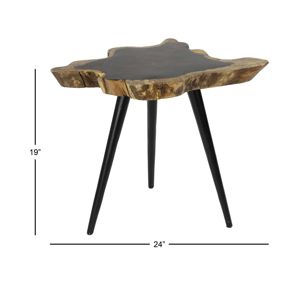 Brown Rosewood and Metal Accent Table O1815