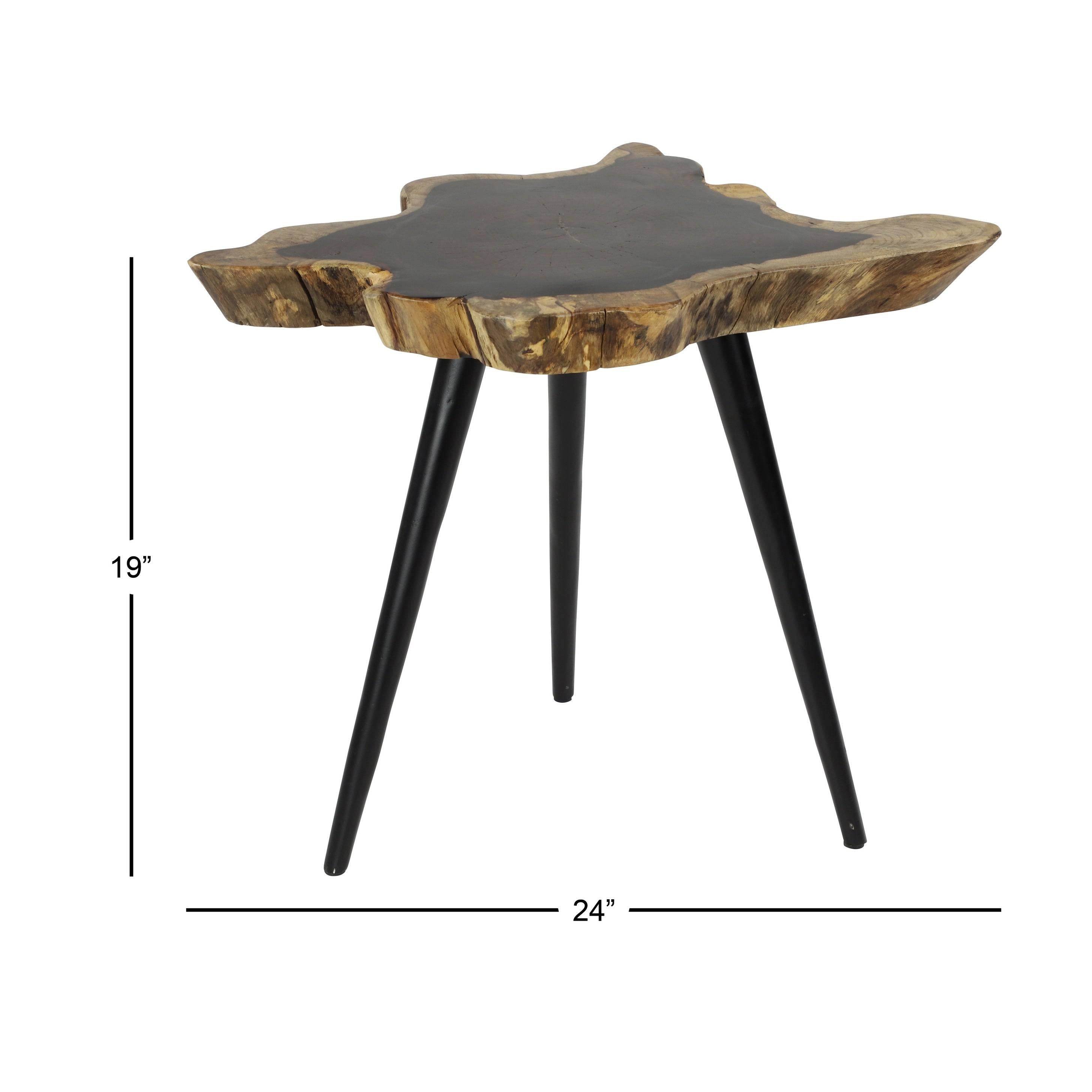 Brown Rosewood and Metal Accent Table O1815