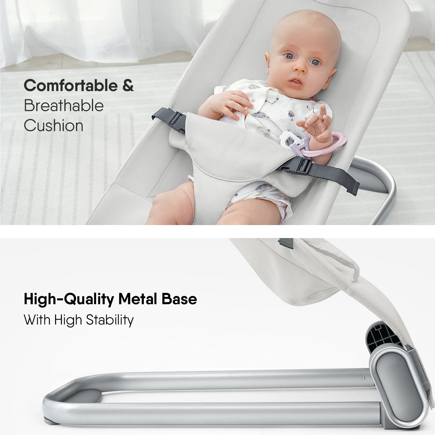 Beige Portable Baby Bouncer Seat D211836