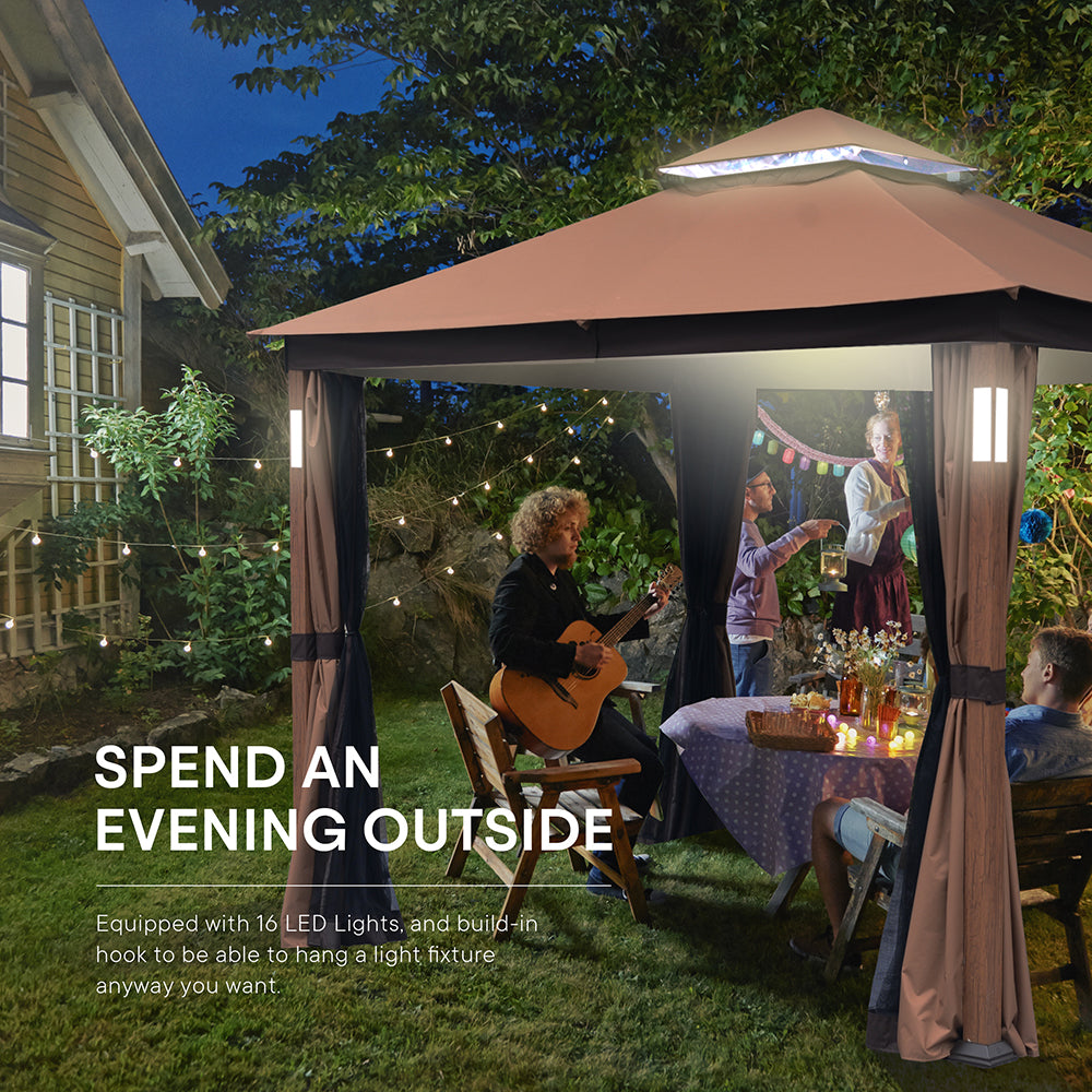 10x12 Gazebo Soft Top Canopy Tent with Mosquito Netting Q916