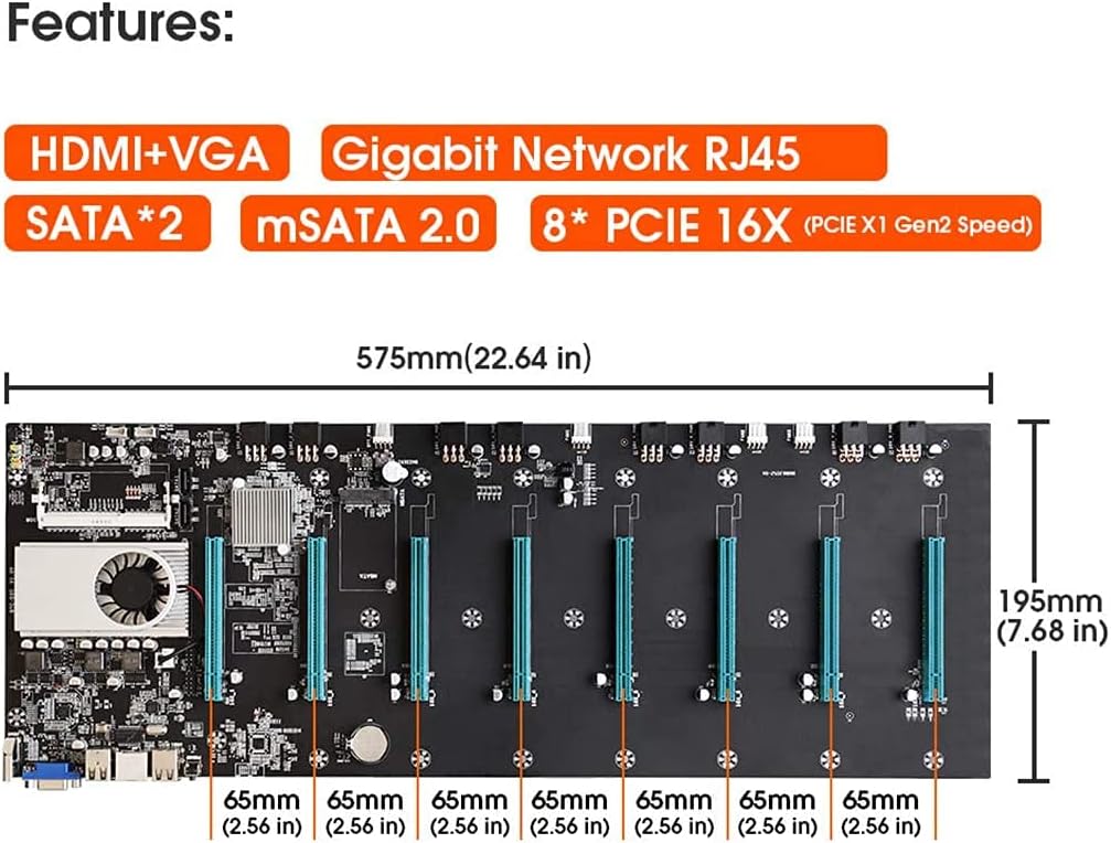 Mining Motherboard CPU Set 8 Video Card Slot DDR3 Memory Integrated VGA A197162