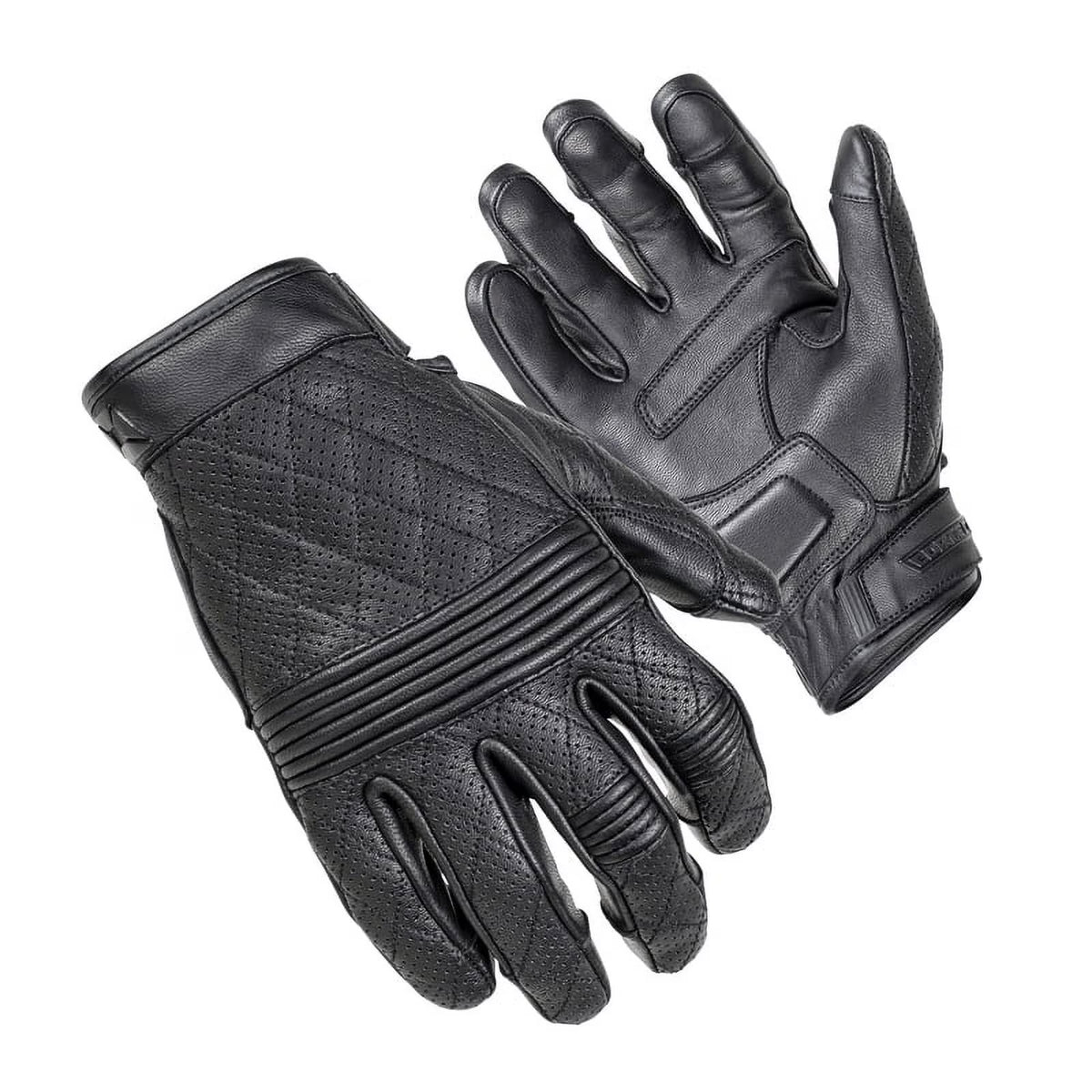 Black MD Leather Motorcycle Gloves L717
