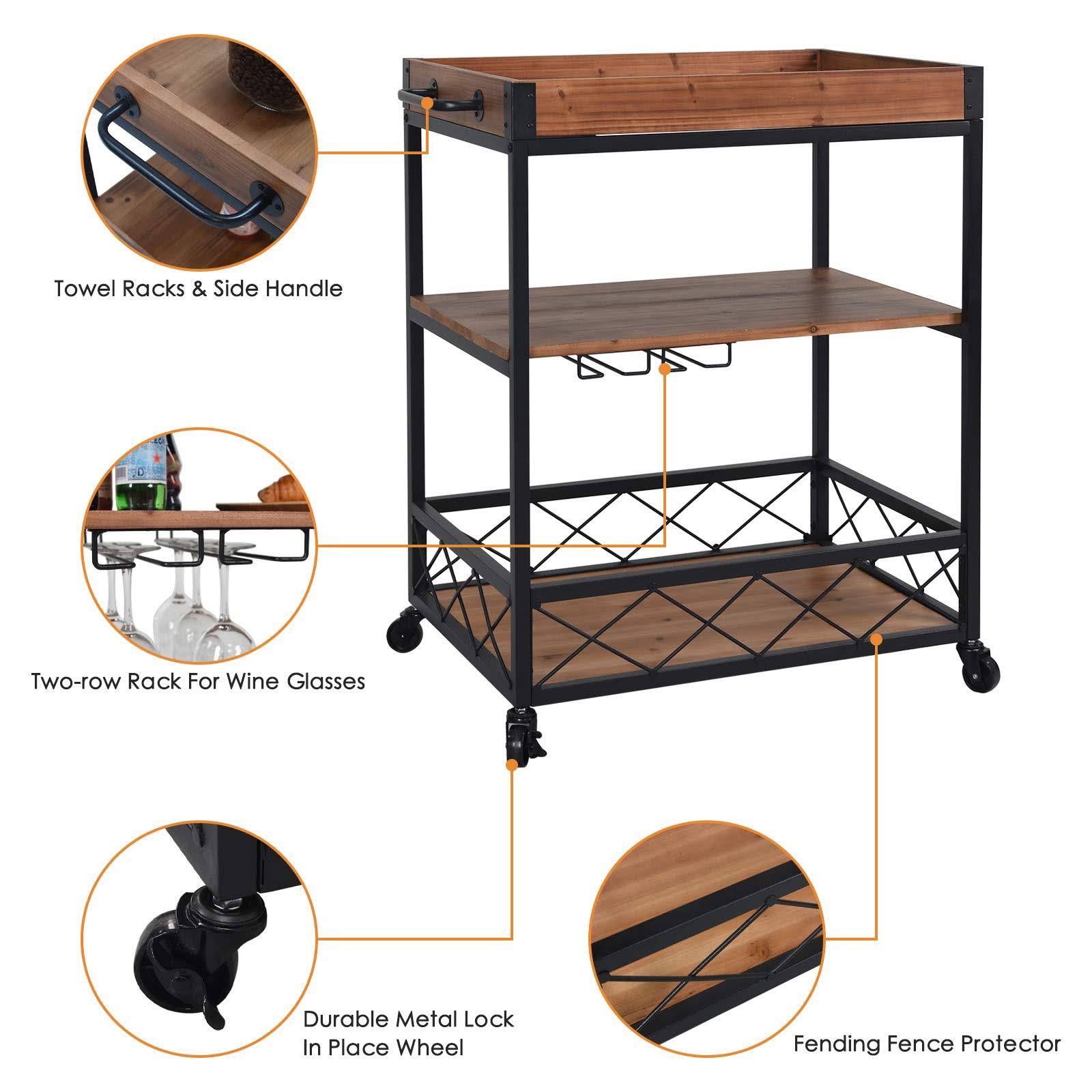 Solid Wood Bar Serving Cart X33796