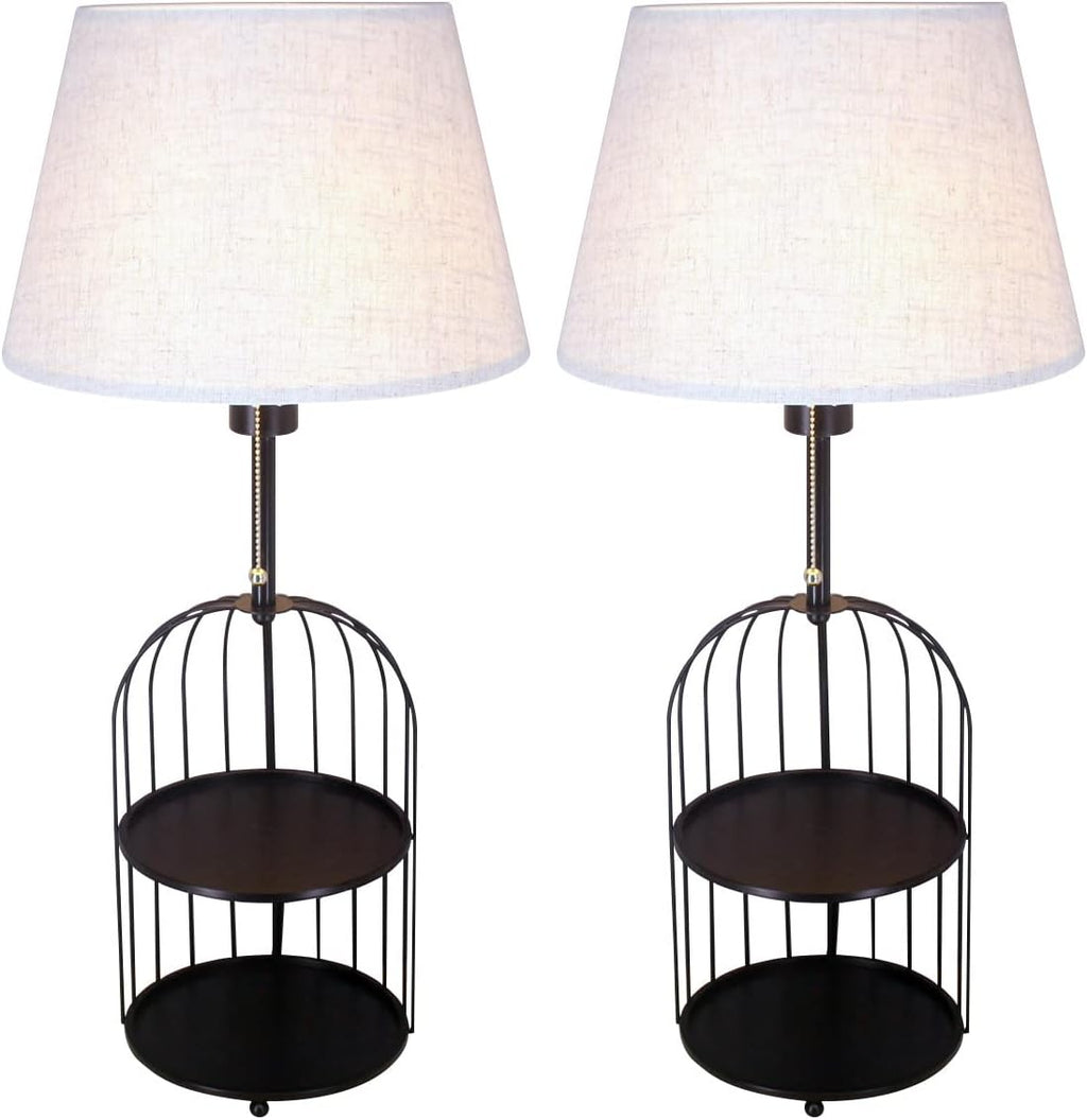 White 27 Inch Tall Birdcage Base Table Lamp Set of 2 E10321