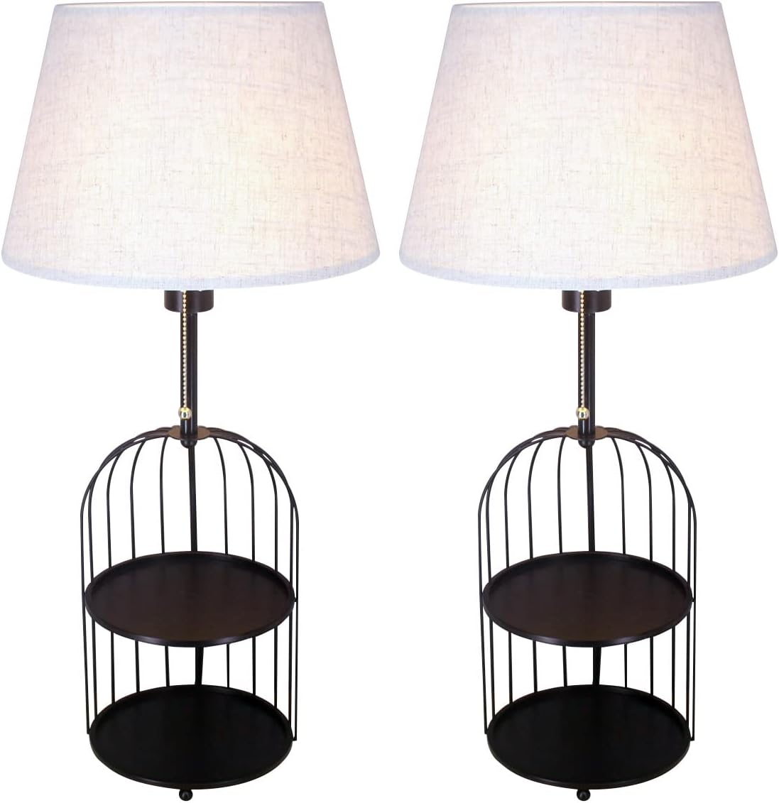 White 27 Inch Tall Birdcage Base Table Lamp Set of 2 E10321