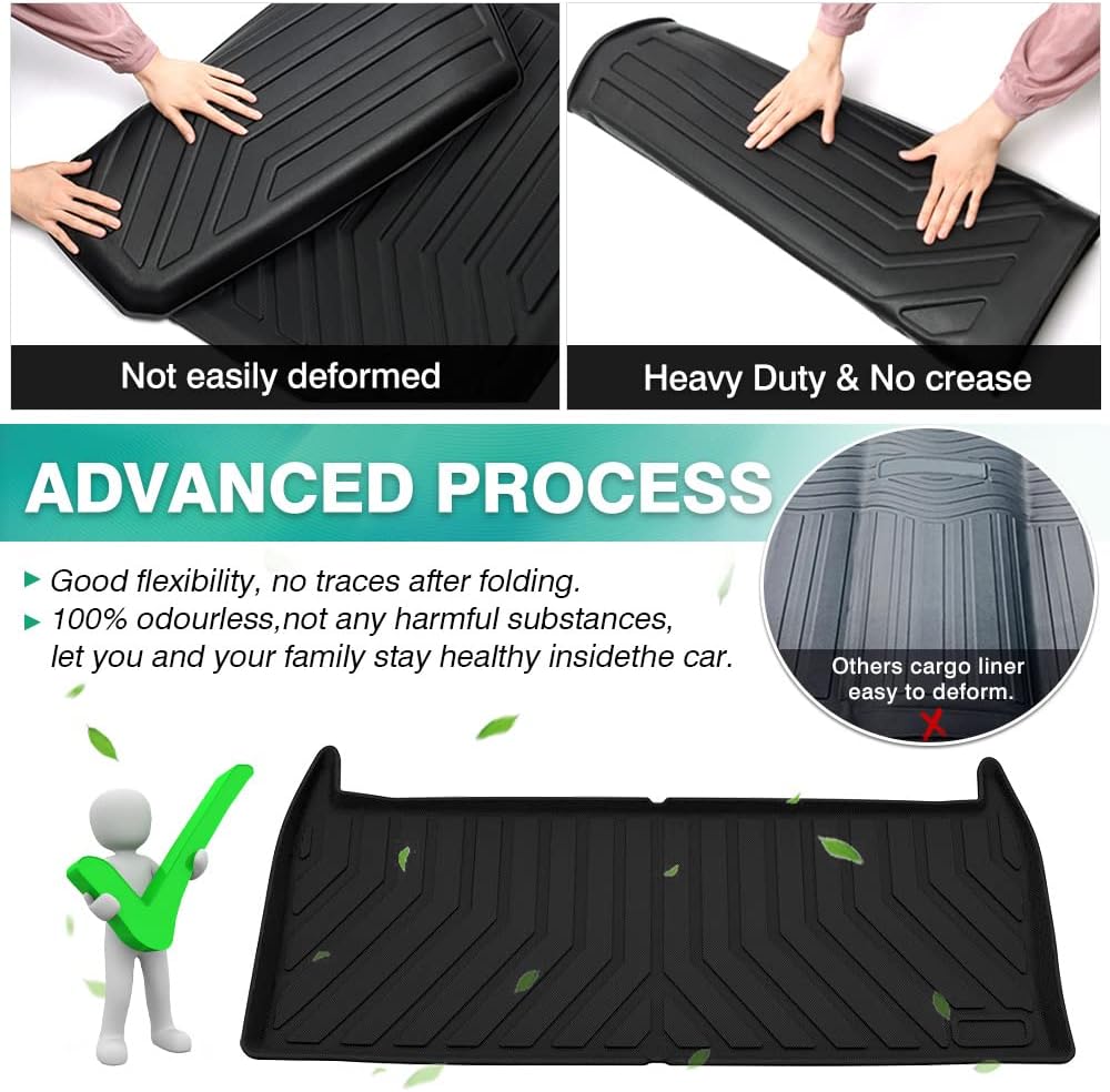 Cargo Liner for 2022 Kia Carnival Behind The 3rd Row Trunk Liner All Weather Rear Cargo Trunk Floor Mat Pack of 2 Q733
