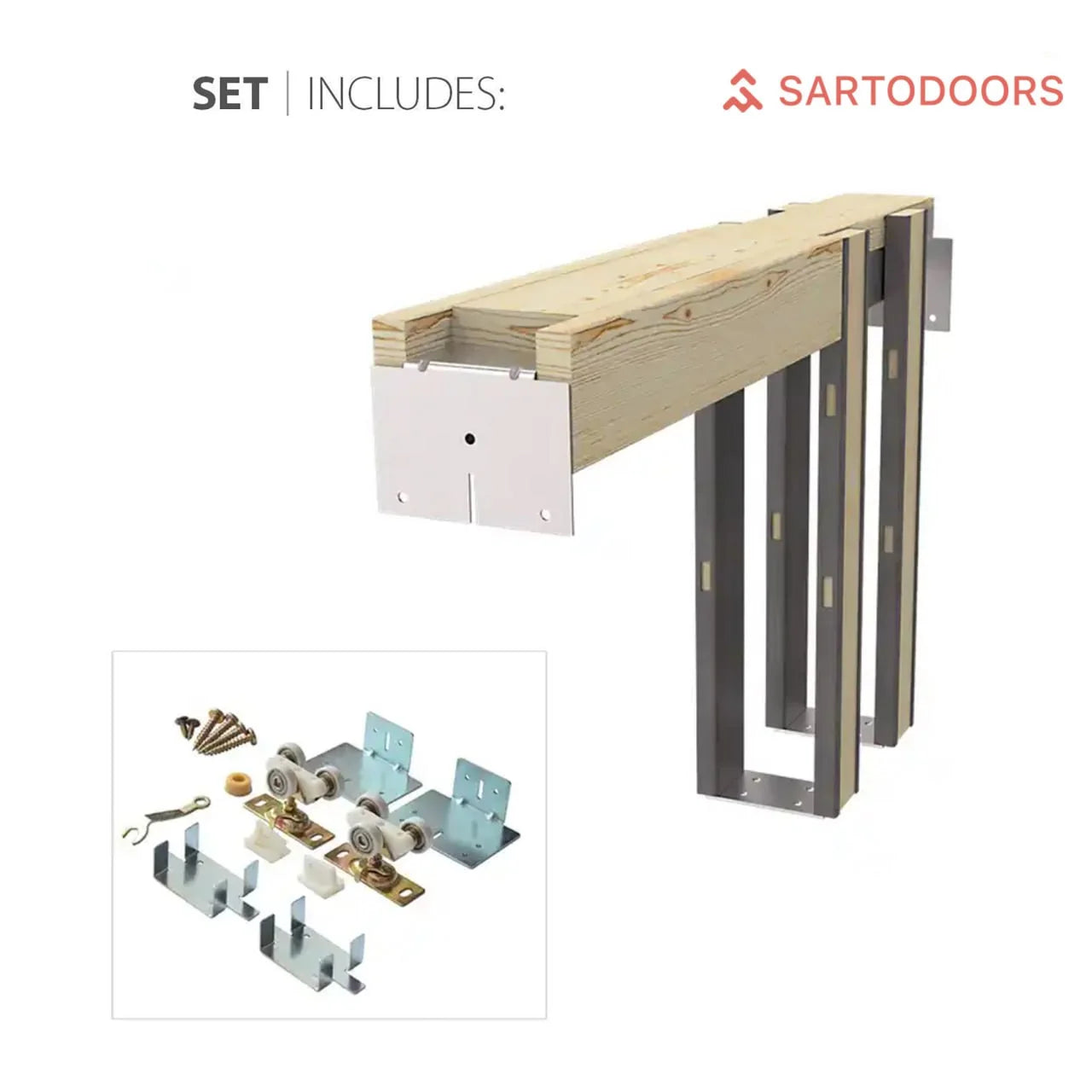 Solid Wood Sliding French Double Pocket Doors 36 x 80 inches I406