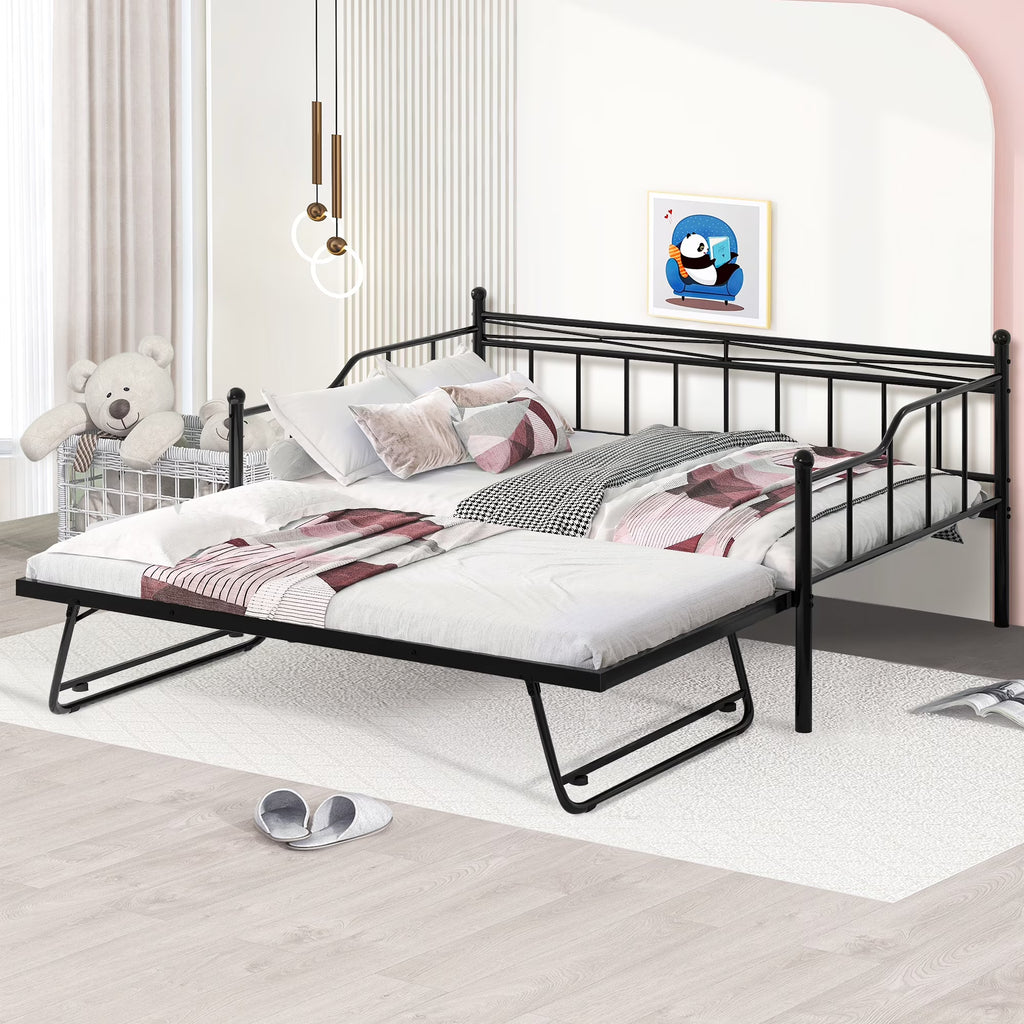 Black Twin Size Metal Daybed with Trundle E633070