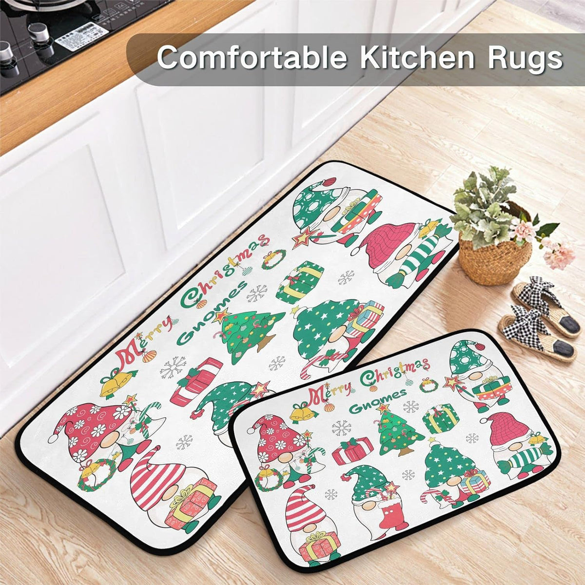 Anti Fatigue Snowflake Kitchen Mats Set of 2 Non Slip Rug T8714