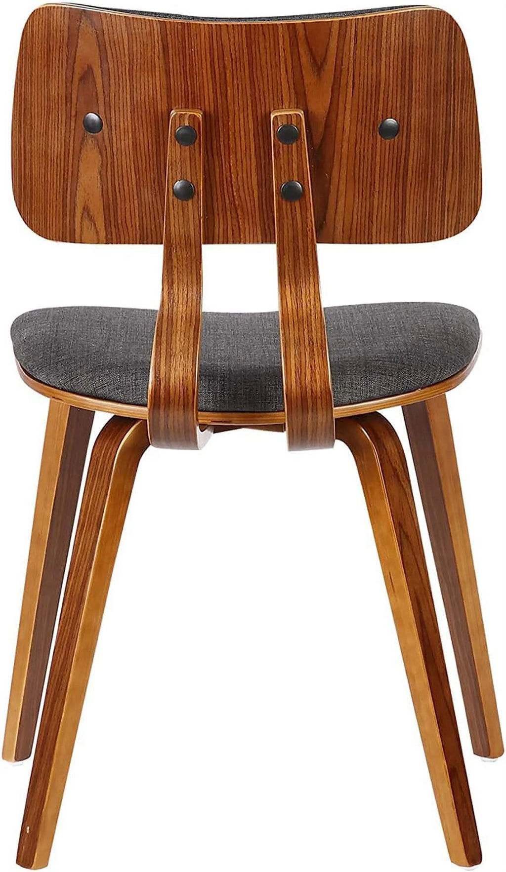 Walnut Wood & Charcoal Fabric Mid-Century Dining Chair F9265