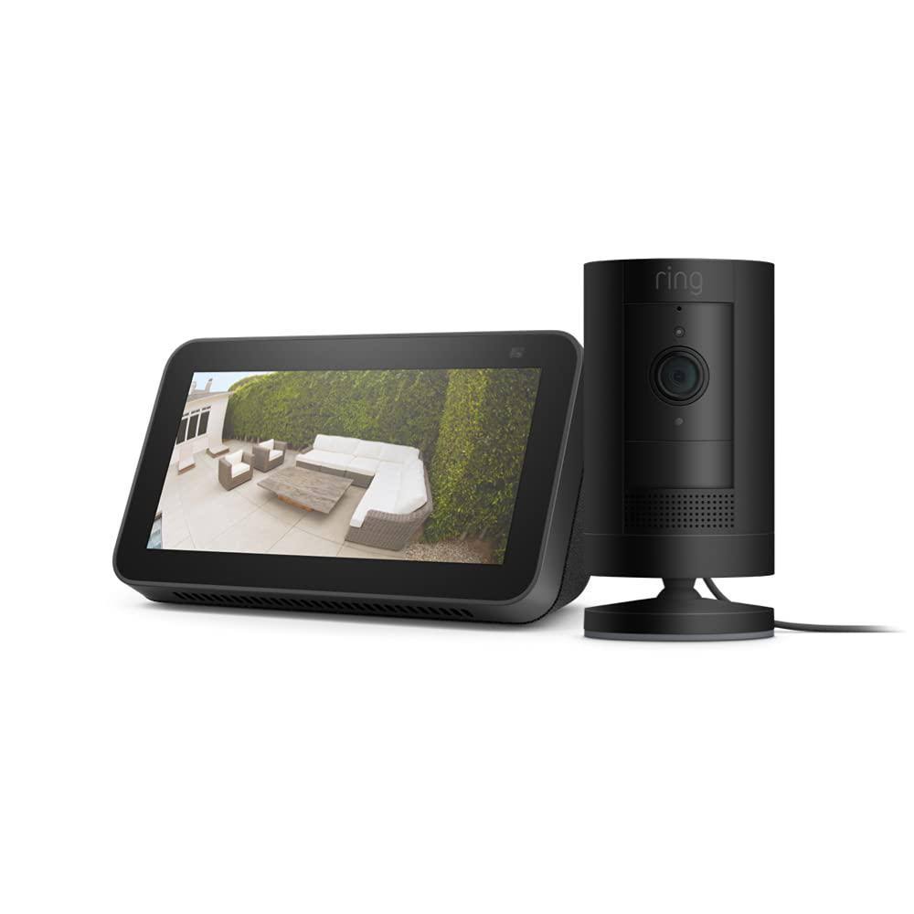 Stick Up Camera Plug-In Indoor/Outdoor Security Camera in Black with Echo Show 5 V267682