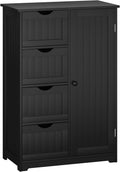 White 1 Door 4 Drawer Wooden Bathroom Floor Cabinet P85870