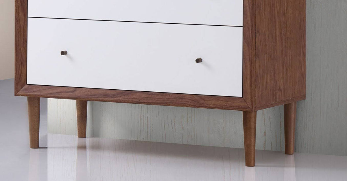 White and Walnut Wood 3-Drawer Chest K7886