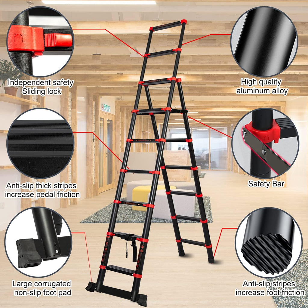 Telescopic Ladder 7+9 Aluminum A-Frame Extension Ladder, 330 Pound Capacity P72087