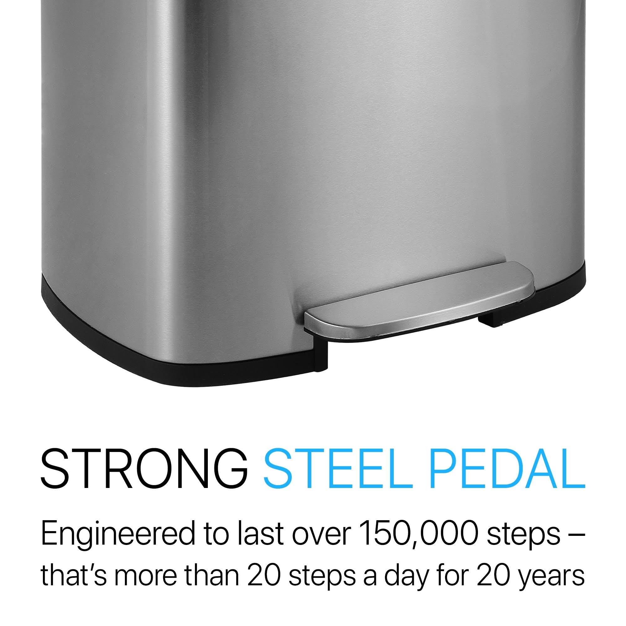 Rectangular 13-Gallon Stainless Steel Trash Can with Soft-Close Lid Z6786