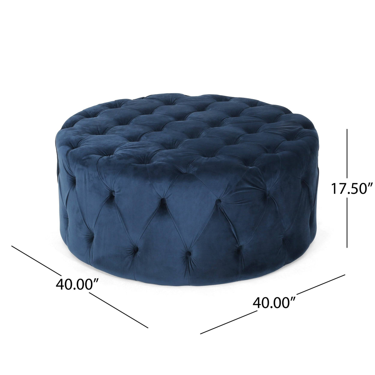 Gray Round Tufted Velvet Ottoman U721957