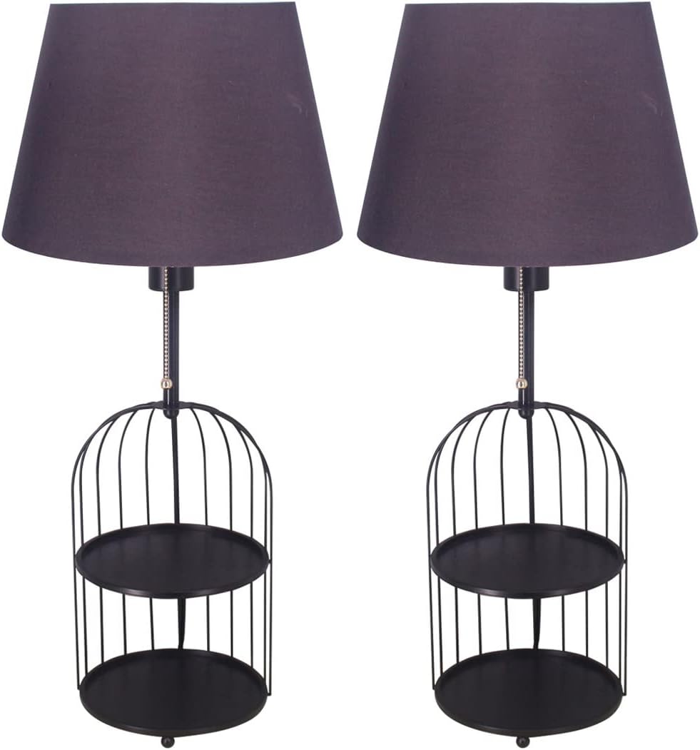 White 27 Inch Tall Birdcage Base Table Lamp Set of 2 E10321