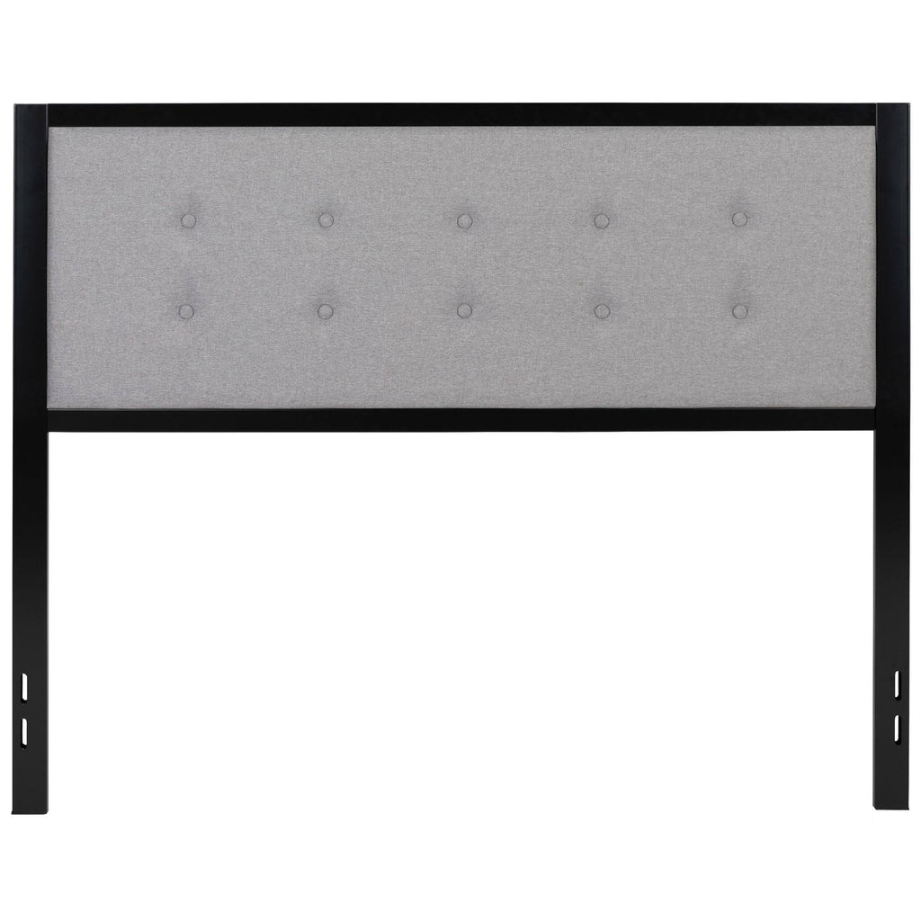 Queen Size Fog Gray Button Tufted Headboard D731760