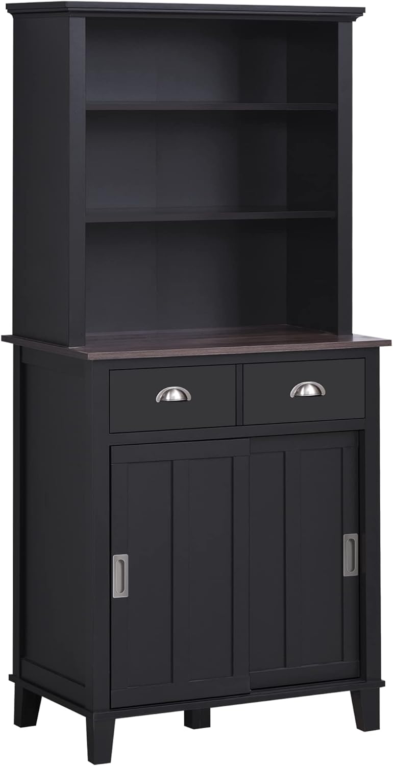 White Freestanding Buffet with Hutch Storage Cabinet U883