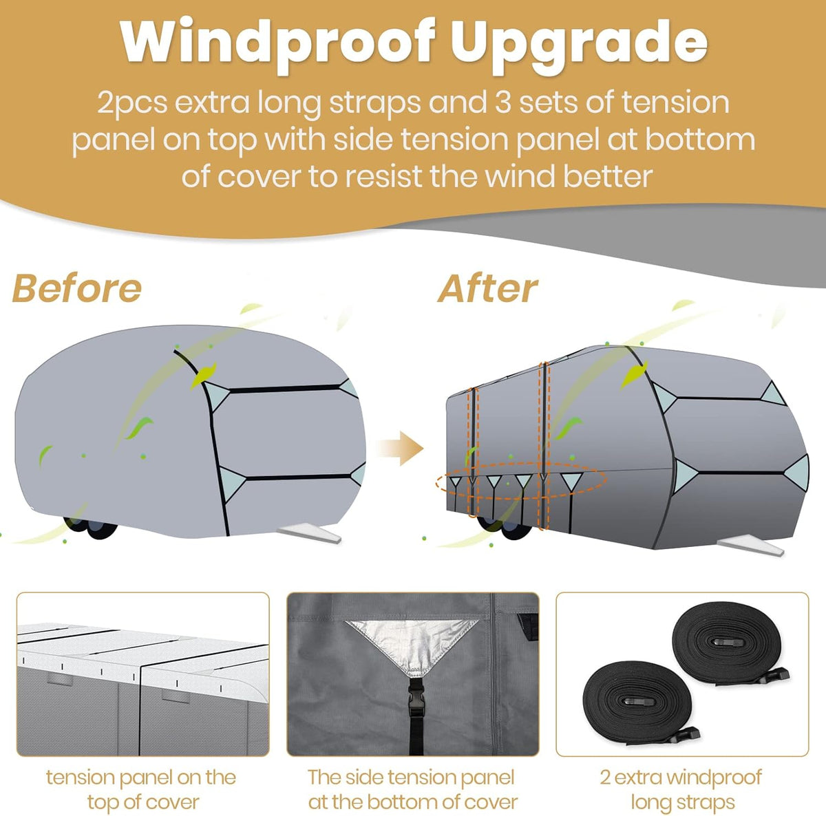 Waterproof Travel Trailer RV Cover with Cotton Lining R90046