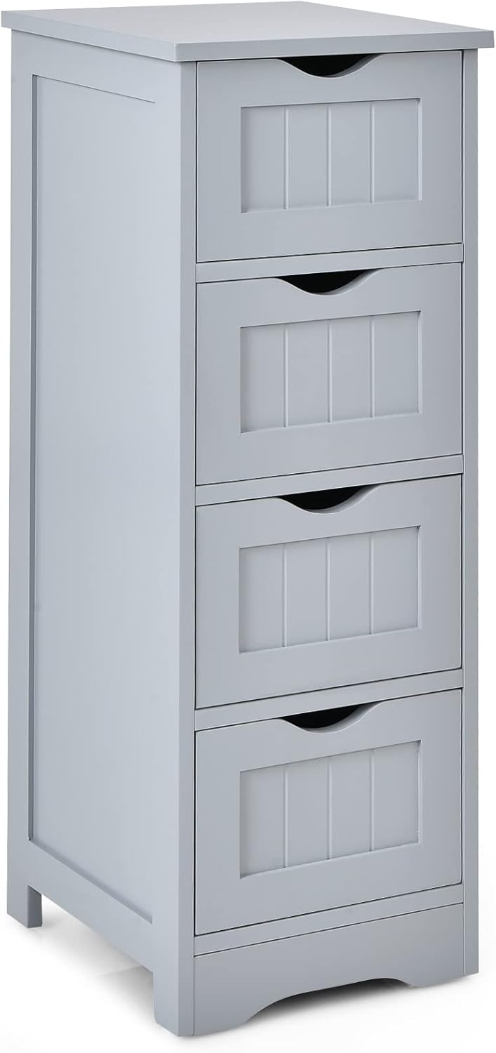 White 4 Drawer Wooden Bathroom Floor Cabinet E7884