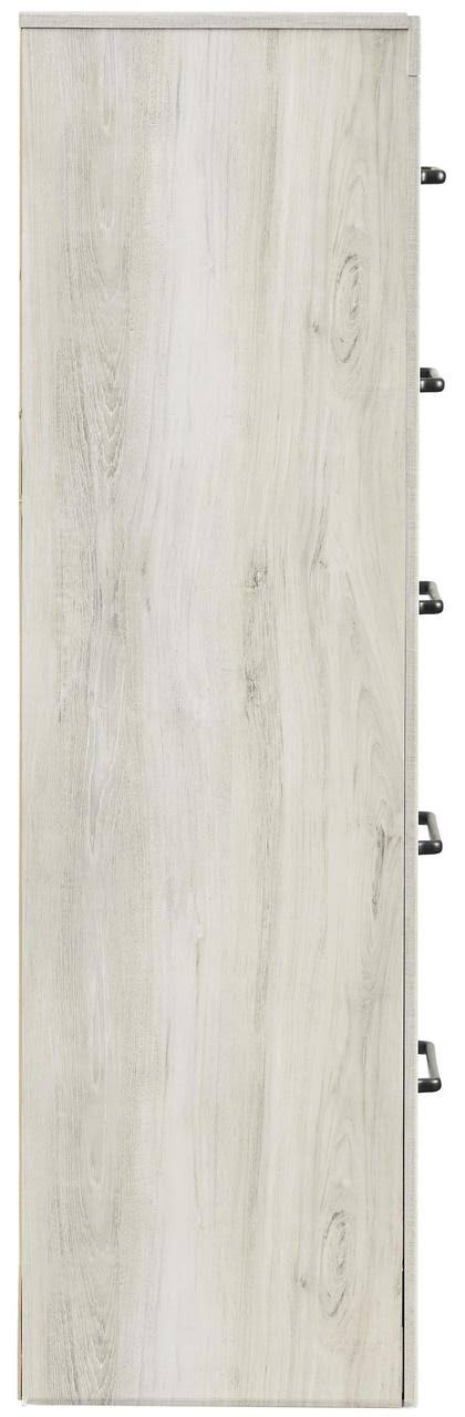 White 5 Drawer Wooden Chest with Metal Bar Handles X38956